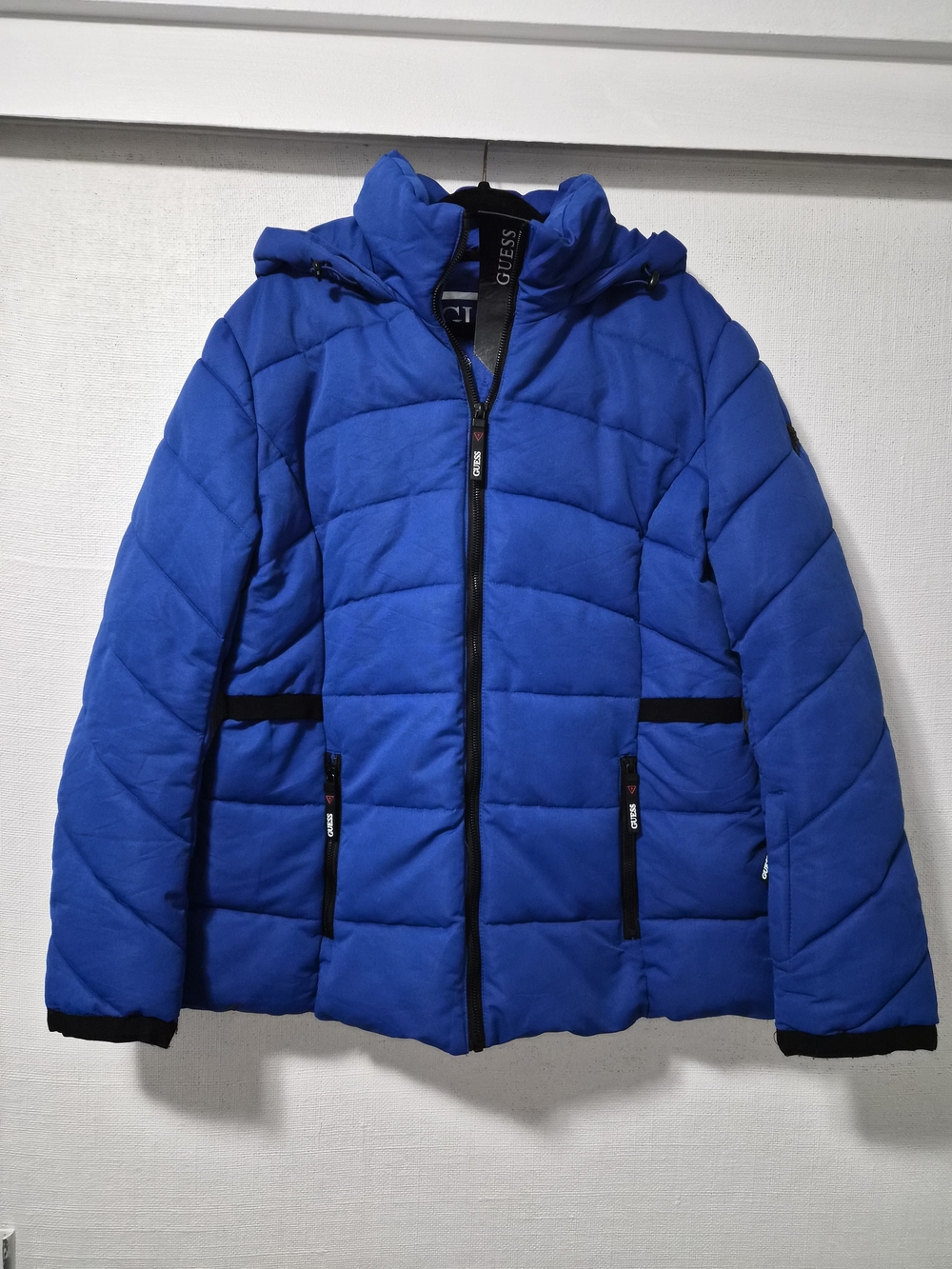Guess Blue Quilted Women Puffer Jacket with Hood